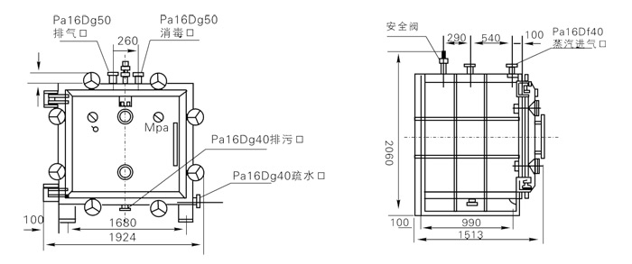 方形靜態(tài)真空干燥機結(jié)構(gòu)示意圖